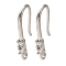 Rack Plating Brass Micro Pave Clear Cubic Zirconia Earring Hooks, Ear Wire, Long-Lasting Plated, Lead Free & Cadmium Free, Platinum, 19x9.5x2.5mm, Hole: 1.2mm, Pin: 1mm