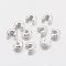 Brass Crimp Beads Covers, Nickel Free, Silver Color Plated, 3.2mm In Diameter, Hole: 1.2mm
