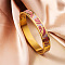 304 Stainless Steel Enamel Bangles, Hinged Bangles for Women, Flower, Real 18K Gold Plated, Real 18K Gold Plated, Cerise, Inner Diameter: 2-3/8 inch(6cm)