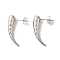 304 Stainless Steel & Rhinestones Teardrop Stud Earrings for Women, Stainless Steel Color, 27x7.5mm