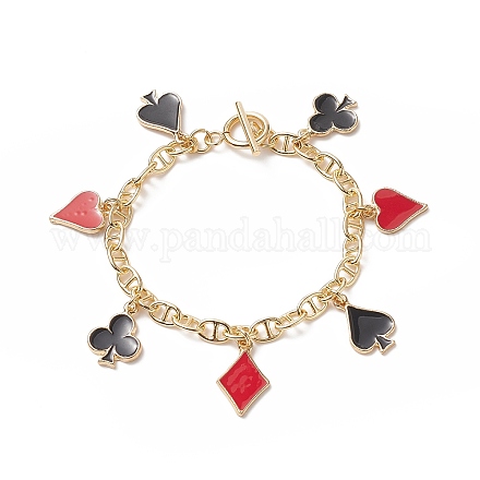 Браслет с подвеской из сплава игральных карт BJEW-JB09935-1