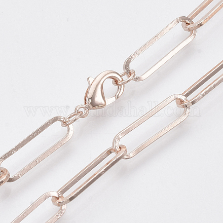Колье из латуни с плоской овальной скрепкой MAK-S072-07B-RG-1
