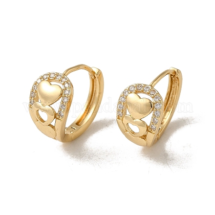 Серьги-кольца из латуни с микропаве из кубического циркония EJEW-L271-05KCG-03-1