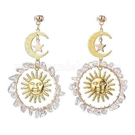 Винтажные серьги-гвоздики из натурального кварца EJEW-JE05807-03-1
