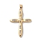 Brass Micro Pave Clear Cubic Zirconia Pendants, Cadmium Free & Nickel Free & Lead Free, Cross, Real 18K Gold Plated, 37x26.5x4.5mm, Hole: 4.5x3.5mm