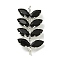 Brass Rhinestone Pendants, Cadmium Free & Lead Free, Leaf, Jet, 20x11x4mm, Hole: 1.4mm