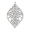 Anti-Tarnish 304 Stainless Steel Big Pendants, Leaf Charm, Stainless Steel Color, 50.5x30x1mm, Hole: 1.2mm