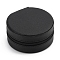 Round PU Leather Jewelry Zipper Boxes, Portable Travel Jewelry Organizer Case, for Earrings, Rings, Necklaces Storage, Black, 10x5cm
