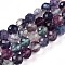 Natural Rainbow Fluorite Beads Strands, Round with Faceted, 8~8.5x8~8.5mm, Hole: 0.9mm, about 48pcs/strand, 15.35~15.75''(39~40cm)