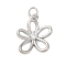Rack Plating Brass & Clear Cubic Zirconia  Pendants, Cadmium Free & Lead Free, Long-Lasting Plated, Flower, with Jump Ring, Platinum, 18x14.5x2.5mm, Hole: 5mm