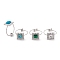 Square 304 Stainless Steel Open Cuff Rings, Synthetic Turquoise & Malachite Rings for Women, Stainless Steel Color, Adjustable