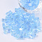 6/0 Glass Seed Beads, Transparent Colours Rainbow, Square Hole, Cube, Light Sky Blue, 6/0, 3~5x3~4x3~4mm, Hole: 1.2~1.4mm, about 4500pcs/bag