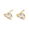Clear Cubic Zirconia Teardrop Stud Earrings, Brass Jewelry for Women, Cadmium Free & Nickel Free & Lead Free, Real 18K Gold Plated, 11x6.5mm, Pin: 0.7mm
