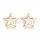 Brass Micro Pave Clear Cubic Zirconia Pendants, Star, Golden, 15x15.5x1.5mm