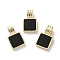 Natural Black Onyx(Dyed & Heated) Pendants, Rack Plating Brass Charms, Long-Lasting Plated, Lead Free & Cadmium Free, Square, Golden, 16.5x10x5mm, Hole: 2.5x4.5mm