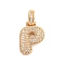 Brass Micro Pave Clear Cubic Zirconia Pendants, Cadmium Free & Nickel Free & Lead Free, Real 18K Gold Plated, Letter P, 31x17x5mm, Hole: 3x6mm