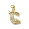 Brass Micro Pave Clear Cubic Zirconia Pendants, Cadmium Free & Nickel Free & Lead Free, Mermaid Charms, Real 18K Gold Plated, 21.5x18x2.5mm, Hole: 3mm