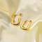 Simple Oval Stainless Steel Stud Earrings, Real 18K Gold Plated, 24x18x5mm