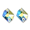 Irregular Rhombus Sew on Rhinestone, 2 Hole Links, Flat Back & Back Plated, Garment Accessories, Crystal AB, 17~17.5x13~14x4.5~5mm, Hole: 1mm, 28pcs/board