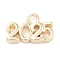 Brass Charms, Cadmium Free & Nickel Free & Lead Free, Number 2025, Real 18K Gold Plated, 9x14x3mm, Hole: 2mm