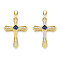 Brass Micro Pave Cubic Zirconia Pendants, with Brass Snap on Bails, Real 18K Gold Plated, Nickel Free, Cross, Dark Blue, 35.5x24x5.5mm, Hole: 3x5mm