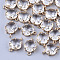 Transparent Glass Links connectors, with Brass Findings, Faceted, Rhombus, Light Gold, Clear, 16.5x11x6mm, Hole: 1.2mm, Side Length: 11mm