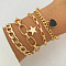 4Pcs 4 Styles Alloy Bracelet Set for Women, Golden, 6-3/4 inch(17cm)