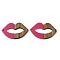 Resin and Walnut Pendants, Lip, for Valentine's Day Gift, Camellia, 23.5x37.5x3mm, Hole: 2mm