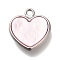 Alloy Pendants, Heart Charms, Pink, 19x17.5x4.5mm, Hole: 2mm