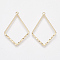 Brass Pendants, Nickel Free, Real 18K Gold Plated, Rhombus, 37~37.5x25.5~26x1mm, Hole: 1.8mm