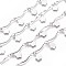 Tarnish Resistant Handmade 304 Stainless Steel Scalloped Bar Link Chains, Soldered, with Flower Charms and Card Paper, Stainless Steel Color, Bar Link: 16x2x3mm, Flower: 8x6x0.5mm, about 16.4 Feet(5m)/card