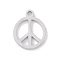 Non-Tarnish 304 Stainless Steel Charms, Laser Cut, Stainless Steel Color, Peace Sign, 10x8x1mm, Hole: 1mm
