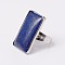 Adjustable Rectangle Dyed Lapis Lazuli Brass Rings, US Size 7 1/4(17.5mm)