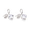 Brass Micro Pave Cubic Zirconia Pendants, Cadmium Free & Nickel Free & Lead Free, Flower, Platinum, 17~17.5x17~18x4.5~5.1mm, Hole: 3~4x5.5~6mm