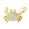 Brass Micro Pave Cubic Zirconia Pendants, Crab, Rack Plating, Long-Lasting Plated, Lead Free & Cadmium Free, Real 18K Gold Plated, 18x25x4.5mm, Hole: 2.5x1.5mm