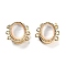 Brass Magnetic Clasps, with Shell, Cadmium Free & Nickel Free & Lead Free, Oval, 3-Strand, 6-Holel, Clear, Real 18K Gold Plated, 14.5x12.5x6.5mm, Hole: 1.1mm