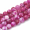 Dyed Natural Crackle Agate Beads Strands, Round, Fuchsia, 6~6.5mm, Hole: 1mm, about 64pcs/strand, 15.1 inch