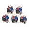 Rack Plating Alloy Enamel Charms, Cadmium Free & Nickel Free & Lead Free, Helmet with Star, Blue, 15x12x1.3mm, Hole: 1.5mm