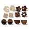 Wood Stud Earring Findings, for Women, Mixed Style, Mixed Color, 12~20x11~18mm, Hole: 1.8mm, Pin: 0.67mm