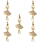5Pcs Rack Plating Brass Micro Pave Cubic Zirconia Pendants, with Jump Rings, Long-Lasting Plated, Ballet Dancer, Clear, Golden, 26x11.5x2mm, Jump Ring: 5x1mm, Hole: 3mm