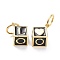 Brass Enamel Pendants, with Jump Ring, Long-Lasting Plated, Cube with Word LOVE, Real 18K Gold Plated, Black, 18x13x10mm, Jump Ring: 10x1mm, 7.5mm Inner Diameter