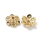 Brass Micro Pave Cubic Zirconia Bead Caps, Long-Lasting Plated, 6-Petals, Flower, Golden, 8x3mm, Hole: 1.4mm