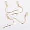 304 Stainless Steel Earring Hooks, Ear Wire, with Horizontal Loop, Real 18K Gold Plated, 21x21x2.5mm, Hole: 2.5mm, 20 Gauge, Pin: 0.8mm