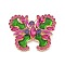 Butterfly Alloy Rhinestone Brooches, with Glass , Camellia, 44x57mm