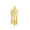 304 Stainless Steel Pendants, with Jump Rings, Polished, Woven Net/Web with Feather, Golden, 32x14x1mm, Hole: 3mm