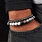 2Pcs 2 Style 8mm Round Natural Map Stone & Synthetic Non-magnetic Hematite Stretch Bracelets Set, Stackable Bracelets for Men