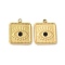 304 Stainless Steel Pendants, with Rhinestone, Golden, Eye Charm, Square, 15.5x13x3mm, Hole: 1.5mm