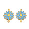 304 Stainless Steel Enamel Links Connectors, Ion Plating(IP), Golden, Flower, Dodger Blue, 21x15.5x2mm, Hole: 1.4mm