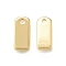 Brass Charms, Cadmium Free & Nickel Free & Lead Free, Rectangle Charm, Real 18K Gold Plated, 10x4.5x1mm, Hole: 1mm