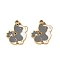 304 Stainless Steel Enamel Charms, Ion Plating(IP), Golden, Dog, Gray, 14.5x12.5x1.5mm, Hole: 1.4mm